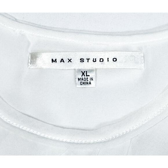 Max Studio White Flowy Tank Top Blouse with Bubble Hem - Women's Size XL - Picture 6 of 6